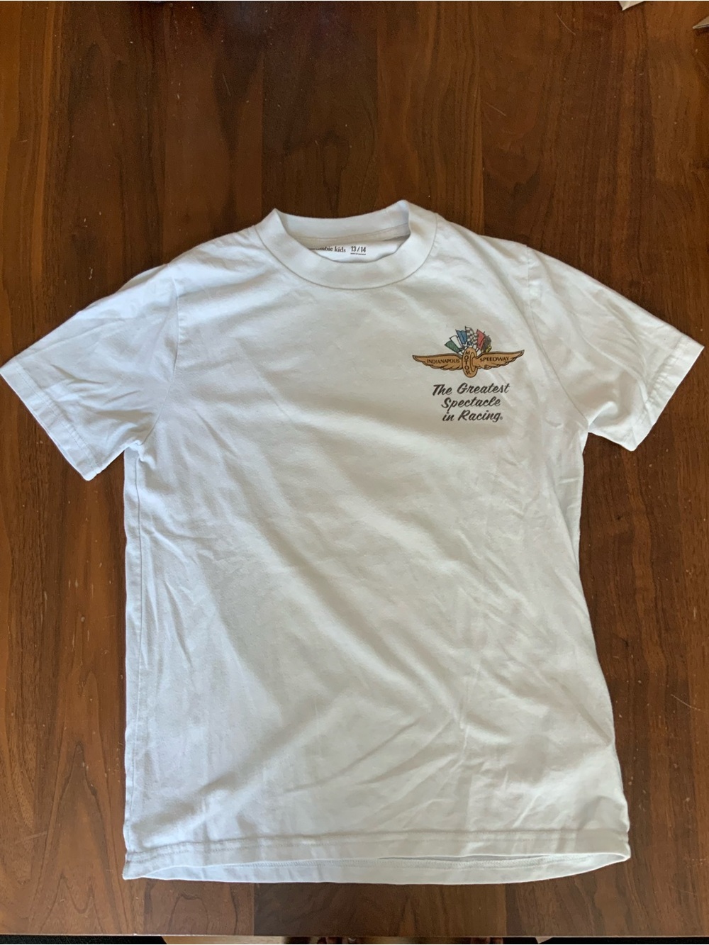 abercrombie kids White Graphic Racing Emblem Tee